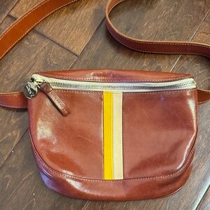 Clare V Belt Bag Brown Yellow Leather Crossbody Bag Fanny Pack